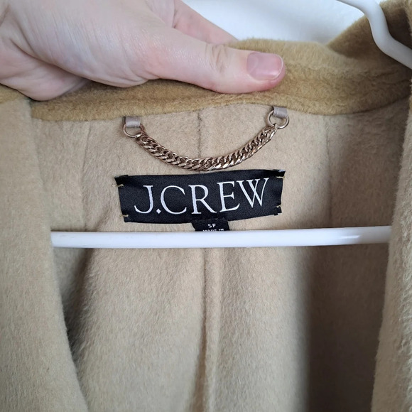 J. Crew Tan Fur Wool Blend Harriet Long Outdoor Feminine Trench Coat Size Small - Picture 5 of 11